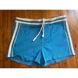 Kings Road vtg retro hoochie daddy shorts 70s drawstring 28” hot shorts blue/wh